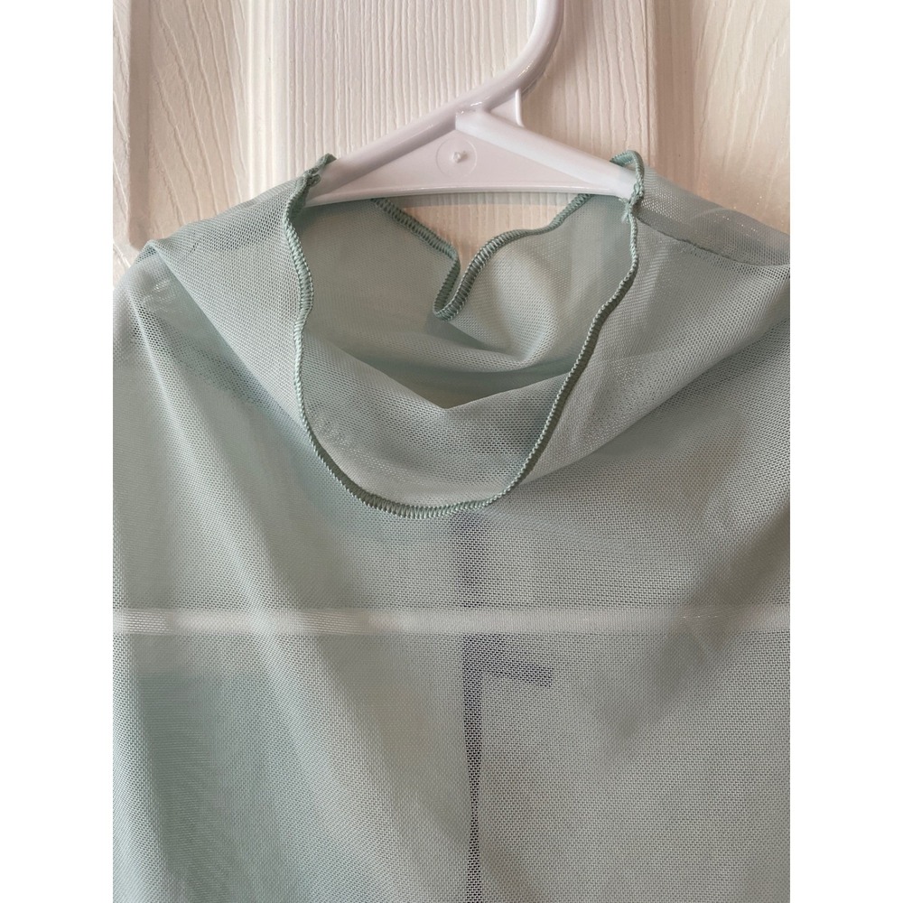 Calia Draped Funnel Long Sleeve Women's XL Smoked Turquoise Sheer Mesh Thumbhole - Picture 10 of 13